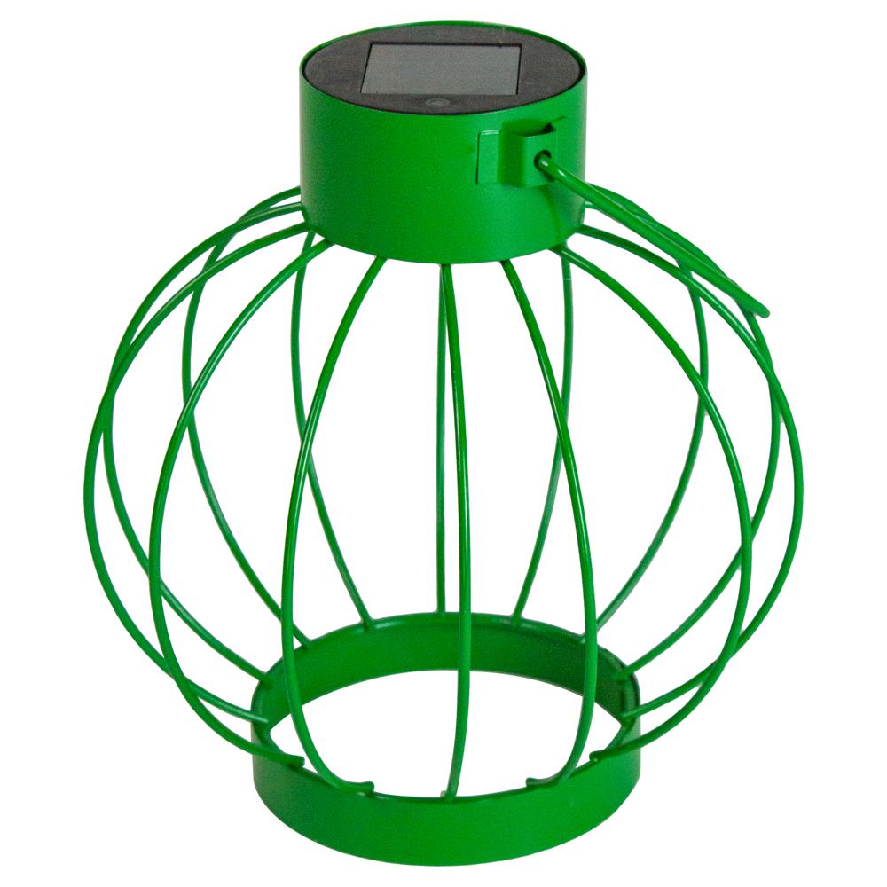6.5" Green Outdoor Hanging LED Solar Lantern with Handle. Picture 5