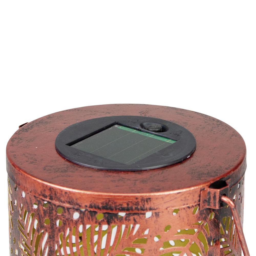 8" Bronze Foliage Outdoor Solar Lantern with Handle. Picture 2