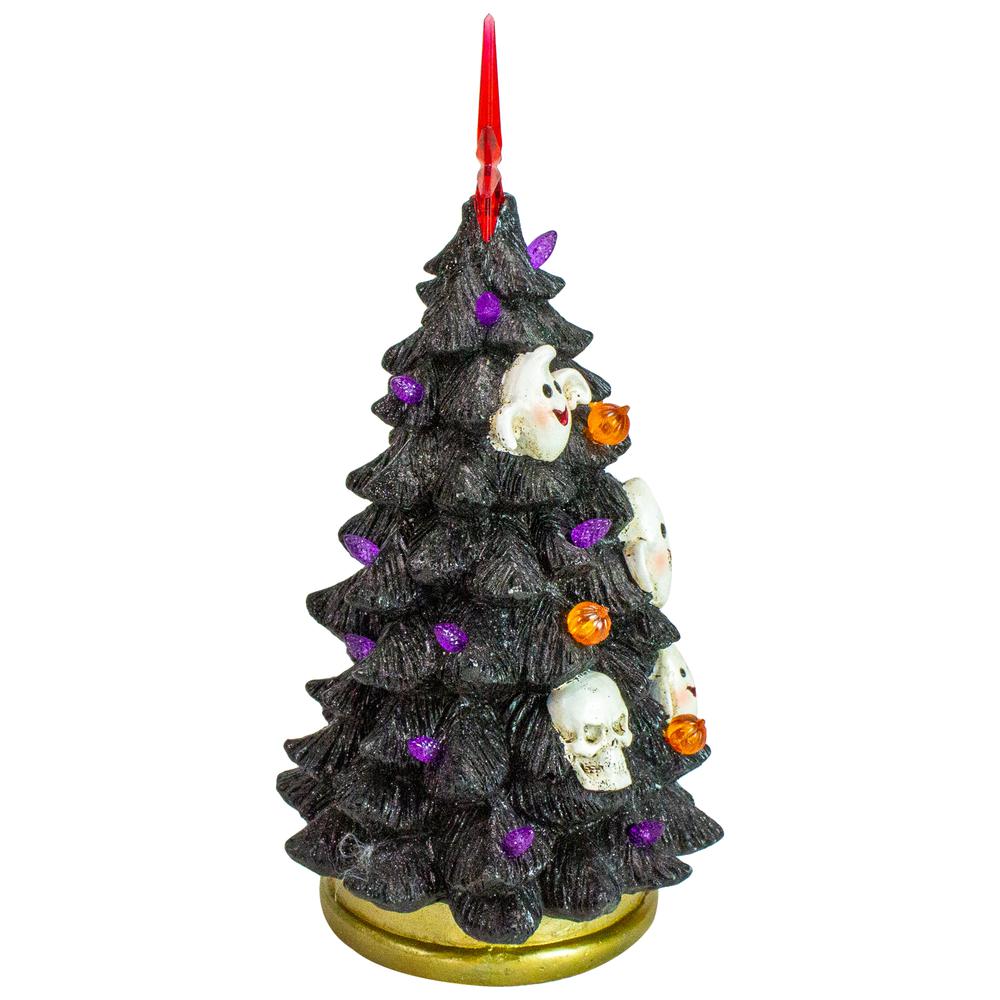 12" Black LED Lighted Skull and Ghost Halloween Tree. Picture 4