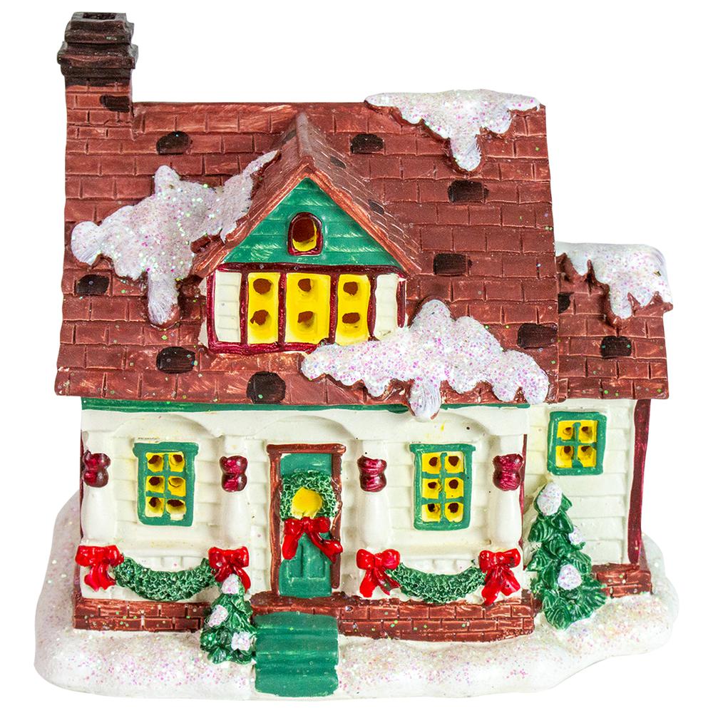 6.5" White LED Lighted Cottage House Christmas Village Decoration. Picture 1