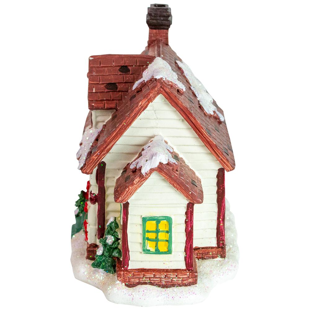 6.5" White LED Lighted Cottage House Christmas Village Decoration. Picture 4