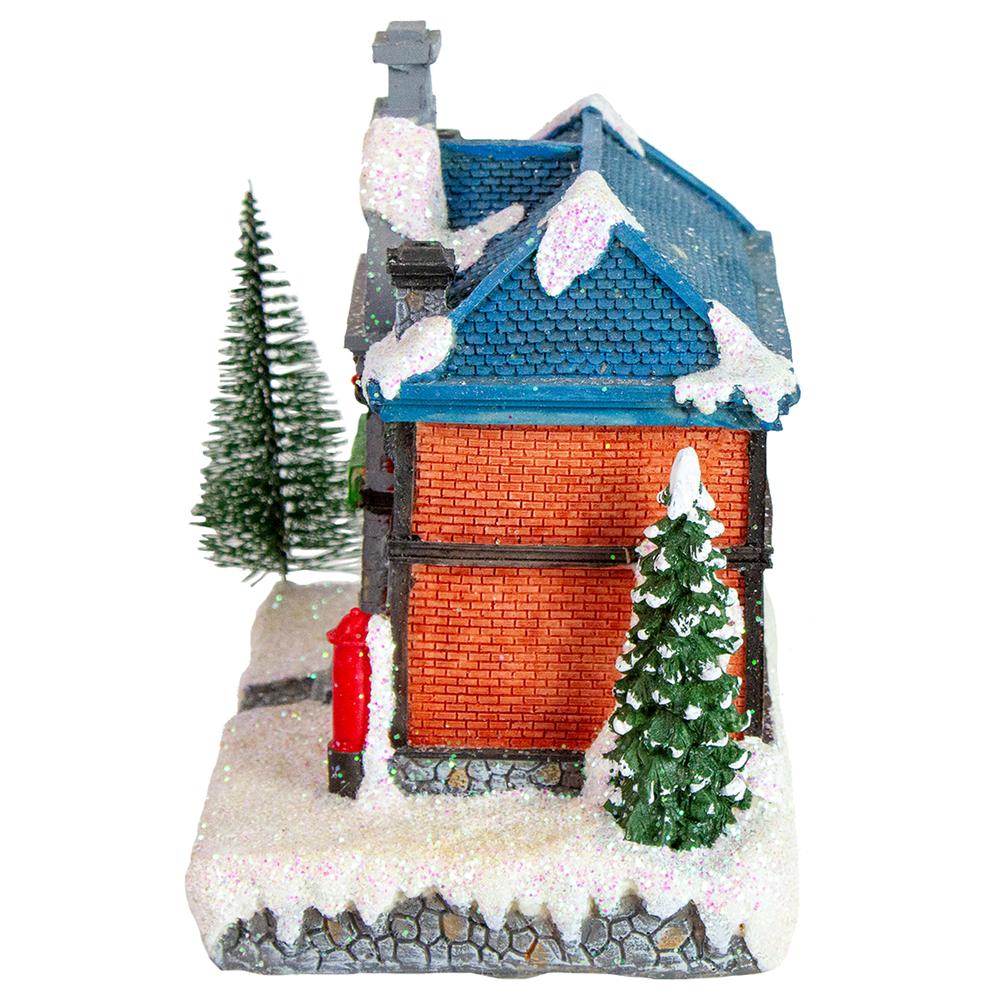 7" Red LED Lighted Post Office Christmas Village Decoration. Picture 2
