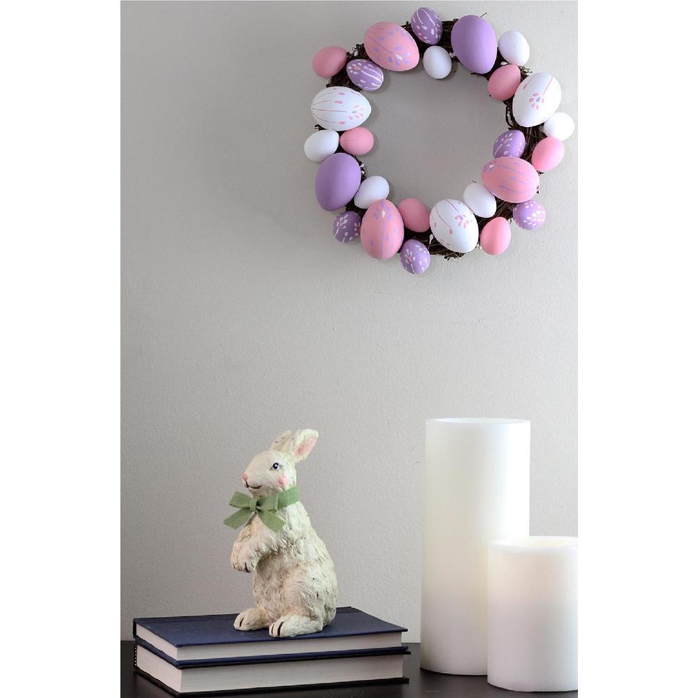 10" Pink and White Floral Stem Easter Egg Spring Grapevine Wreath. Picture 4