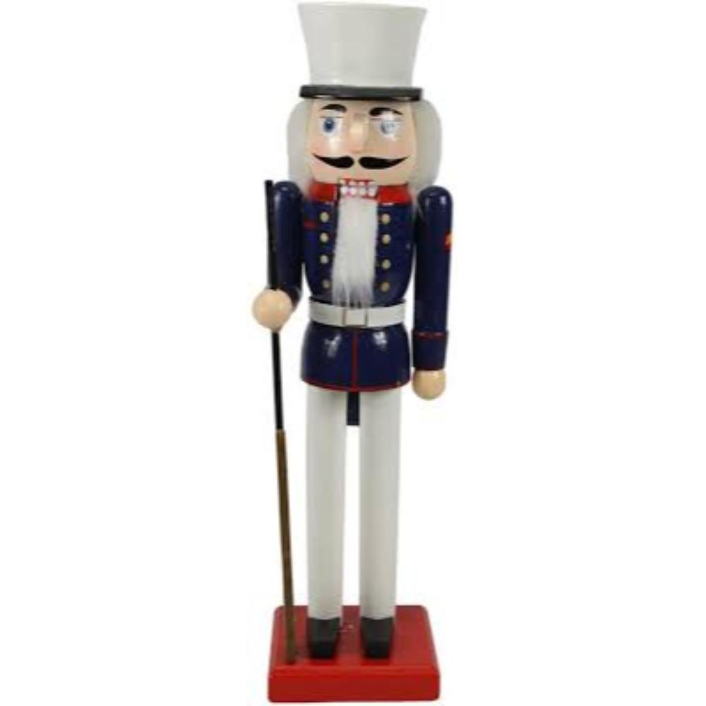 14" Blue and White Traditional Christmas Nutcracker Soldier with Rifle. Picture 2