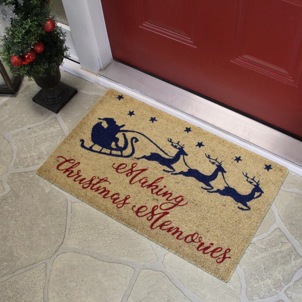 Santa and Reindeer Making Christmas Memories Doormat 18" x 30". Picture 3