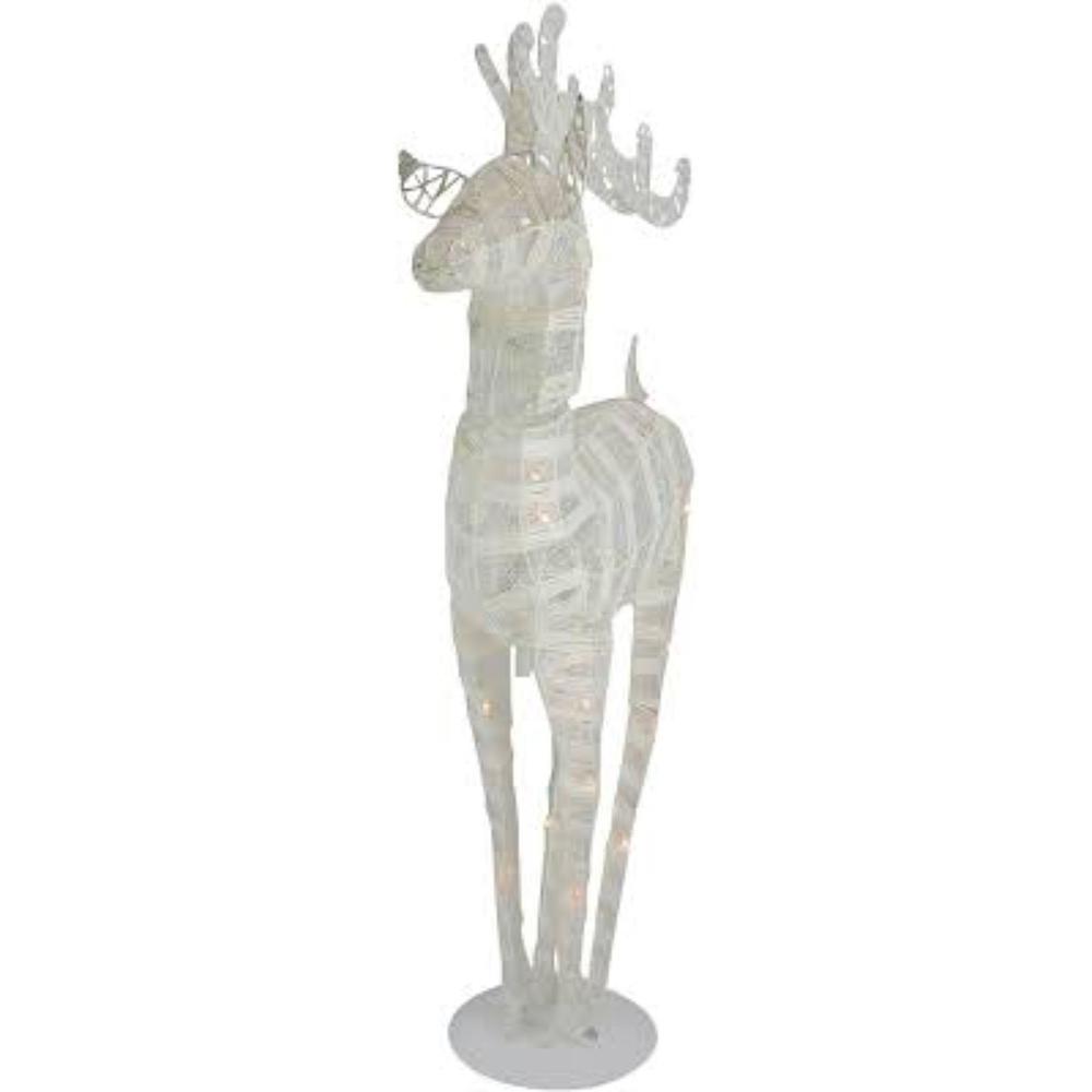 36" White and Silver Glitter LED Lighted Reindeer Christmas Tabletop Decor. Picture 3