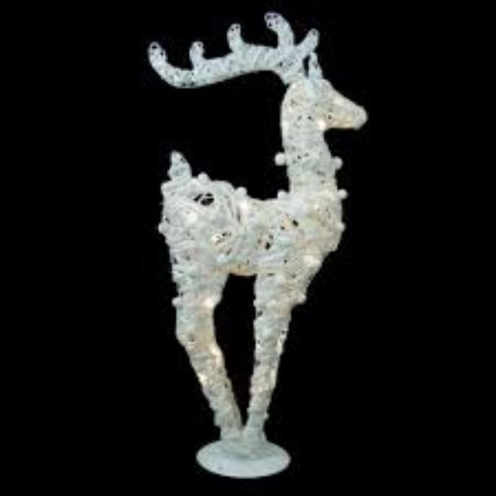 36" White and Silver Glitter LED Lighted Reindeer Christmas Tabletop Decor. Picture 4