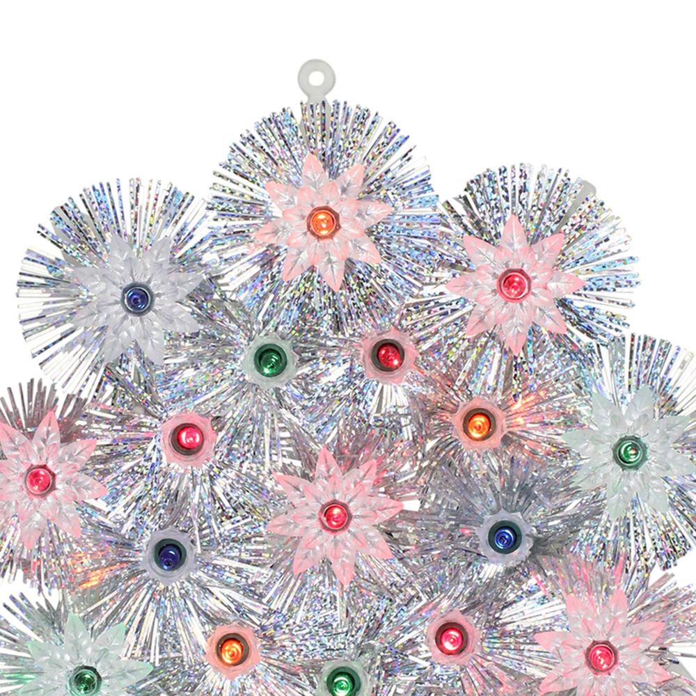 8" Pre-Lit Silver Retro Starburst Christmas Tree Topper - Multicolor Lights. Picture 3