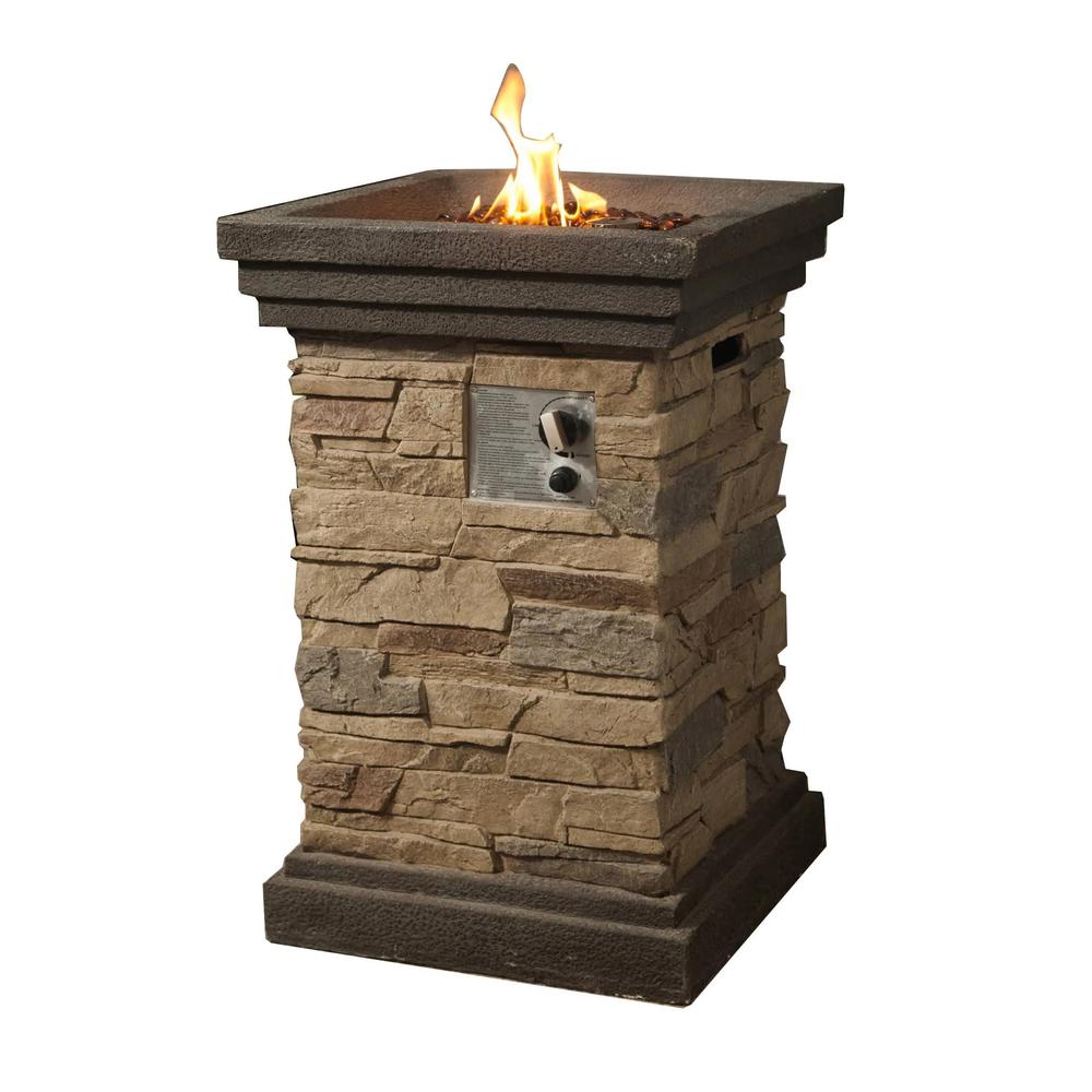 29.25" Classic Stone Column Style Gas Fire Pit. Picture 1