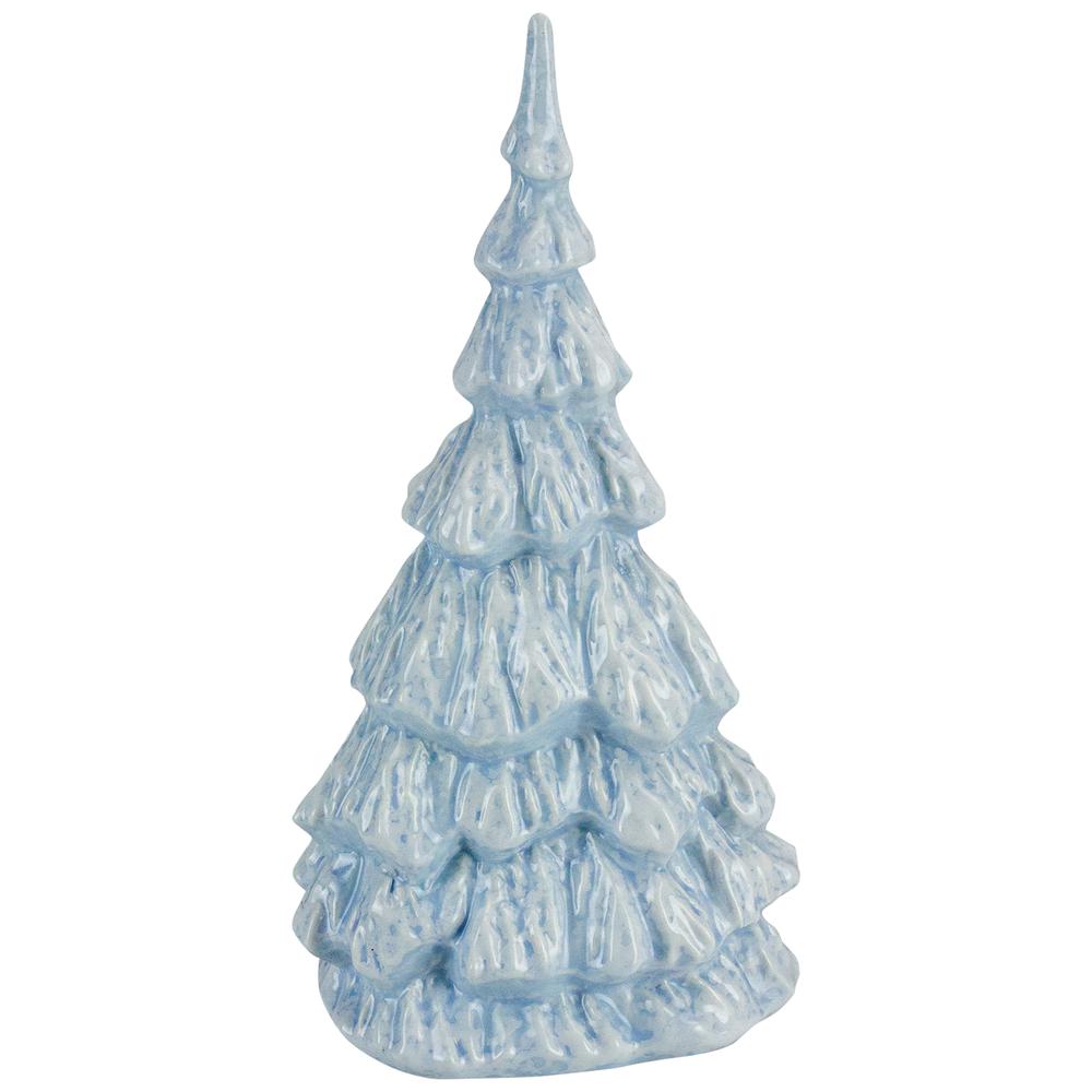 10.5" Blue and White Textured Christmas Tree Tabletop Decor. Picture 1