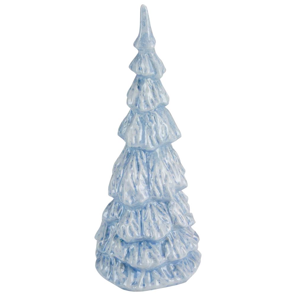 10.5" Blue and White Textured Christmas Tree Tabletop Decor. Picture 3