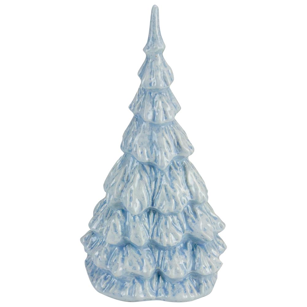 10.5" Blue and White Textured Christmas Tree Tabletop Decor. Picture 4