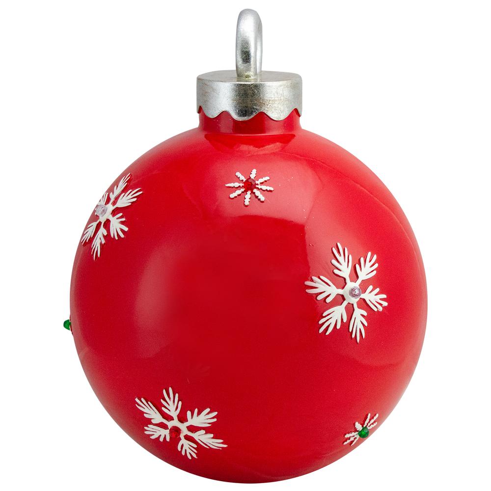 15" LED Lighted Red Merry Christmas Ball Ornament Decoration. Picture 2