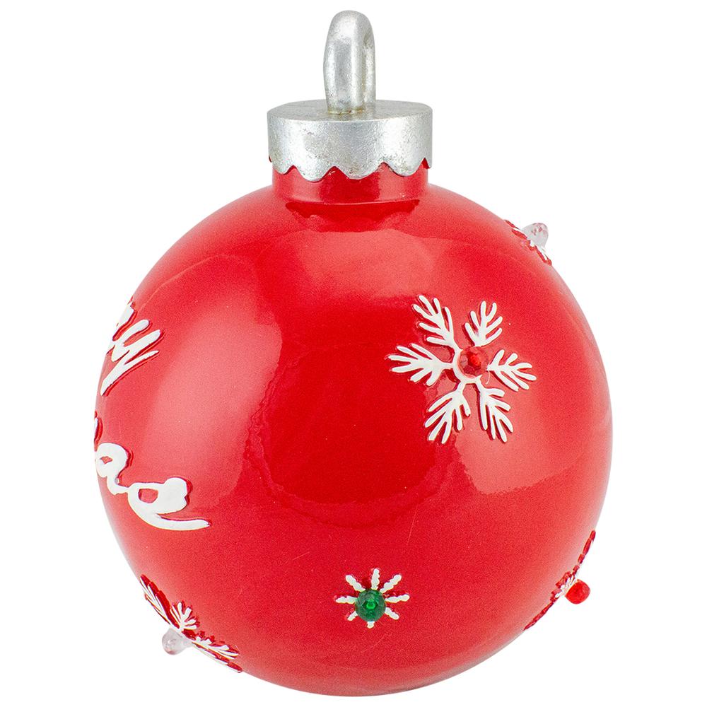 10" LED Lighted Red and Green Merry Christmas Ball Ornament Table Decoration. Picture 3