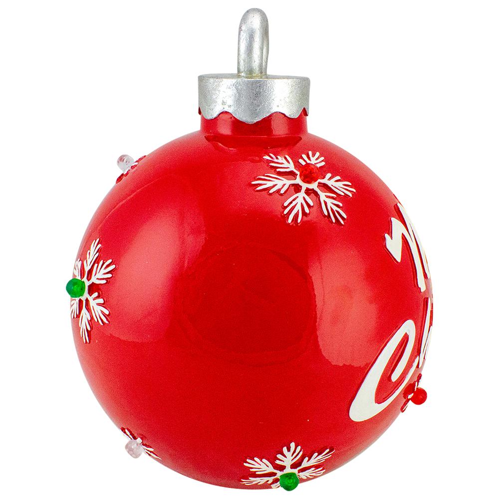 10" LED Lighted Red and Green Merry Christmas Ball Ornament Table Decoration. Picture 4