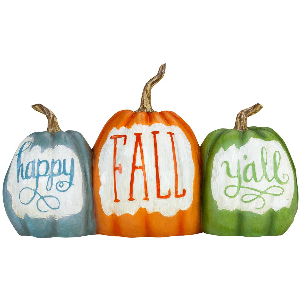 15.5" Pumpkin Trio 'Happy Fall Y'all' Autumn Harvest Sign. Picture 1