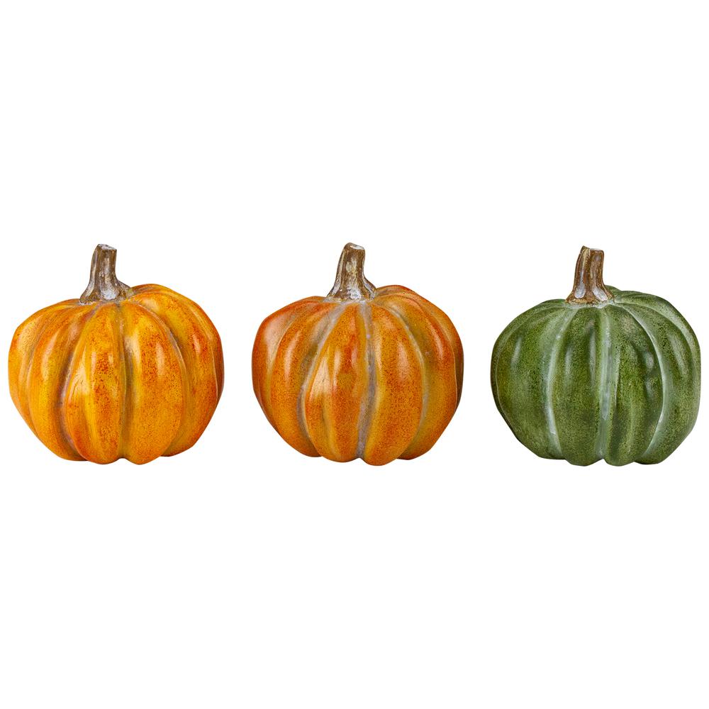 Set of 6 Boxed Orange and Green Pumpkin Thanksgiving Decorations. Picture 4