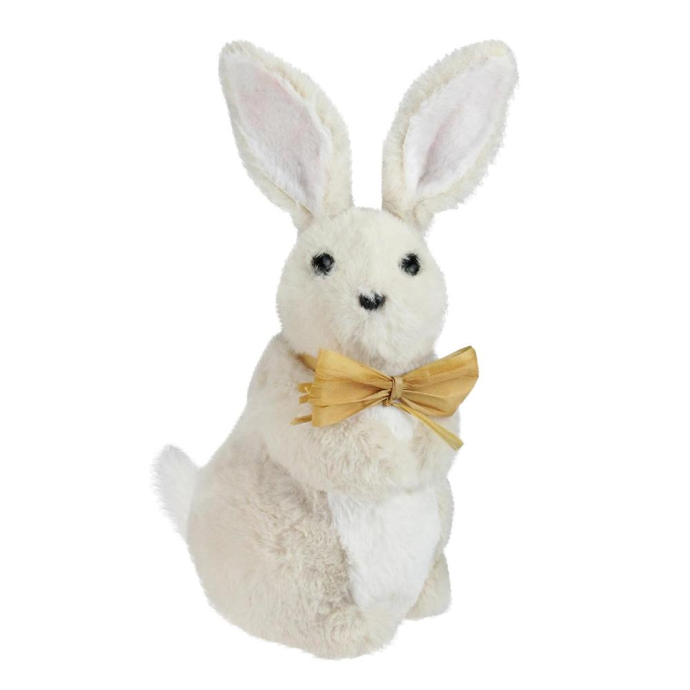 11.5" Beige Plush Standing Easter Bunny Rabbit Boy Spring Figure. Picture 1