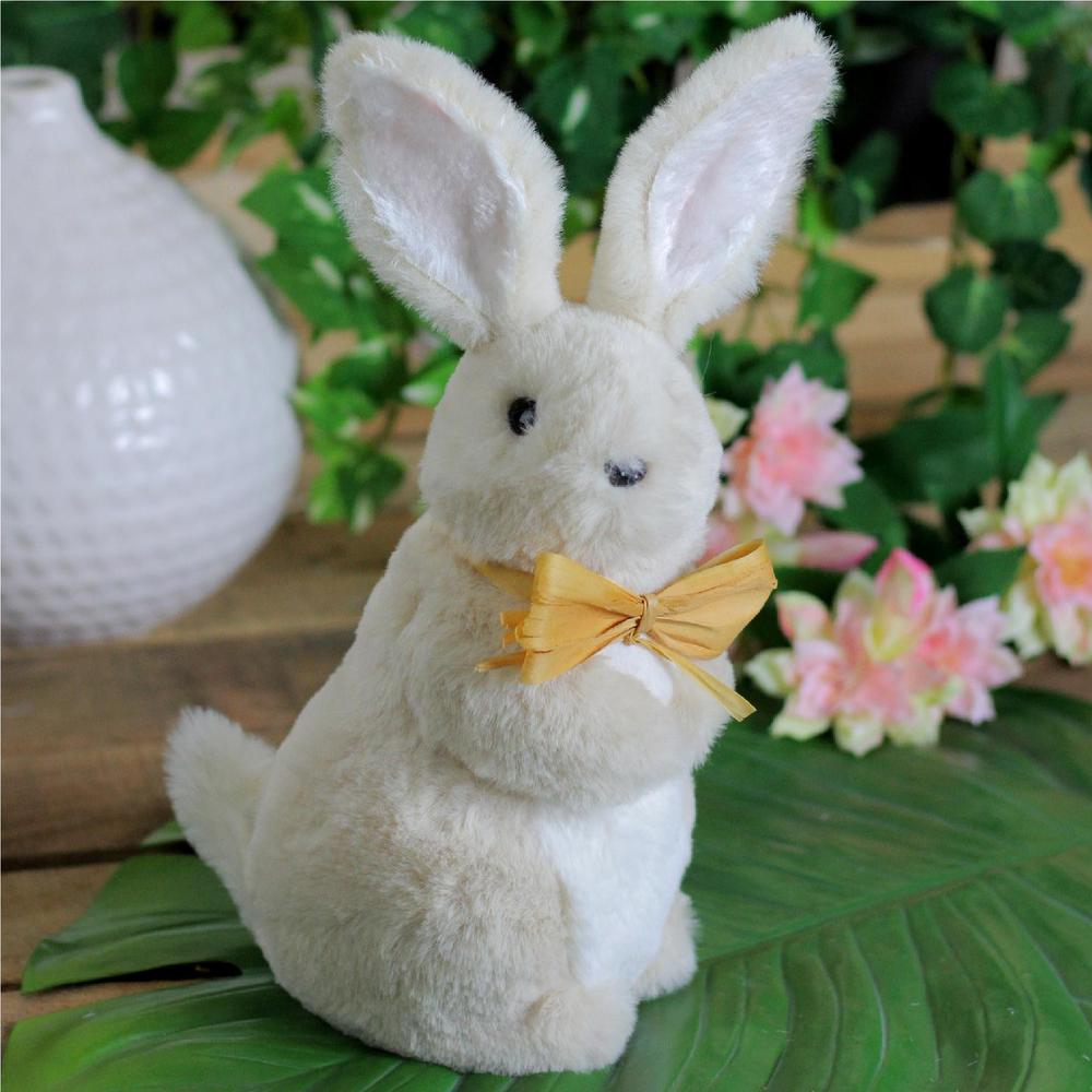 11.5" Beige Plush Standing Easter Bunny Rabbit Boy Spring Figure. Picture 3