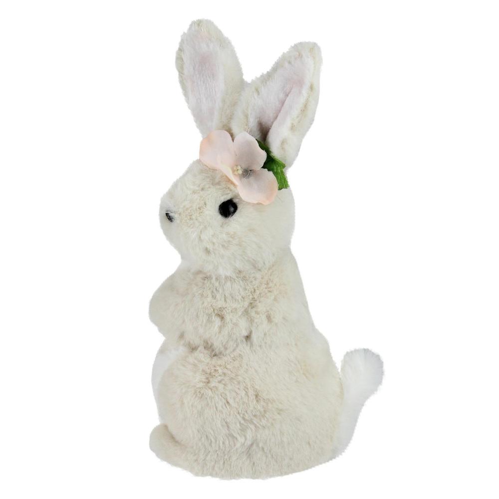 11.5" Beige Plush Standing Easter Bunny Rabbit Girl Spring Tabletop Figurine. Picture 2