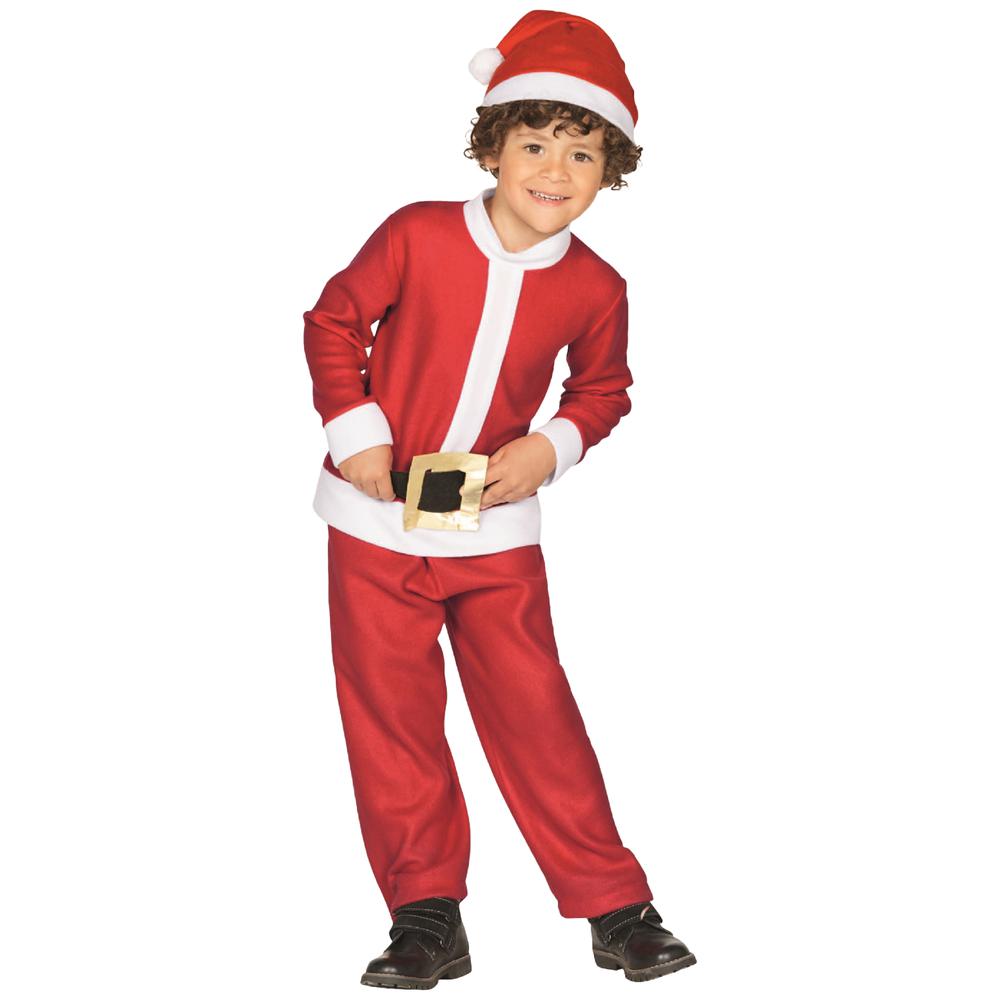 White and Red Santa Claus Boy's Christmas Costume - 4-6 Years. Picture 1
