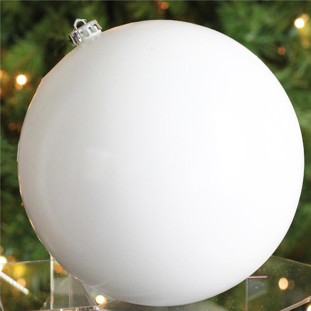 Shiny White Shatterproof Christmas Ball Ornament 8" (200mm). Picture 3