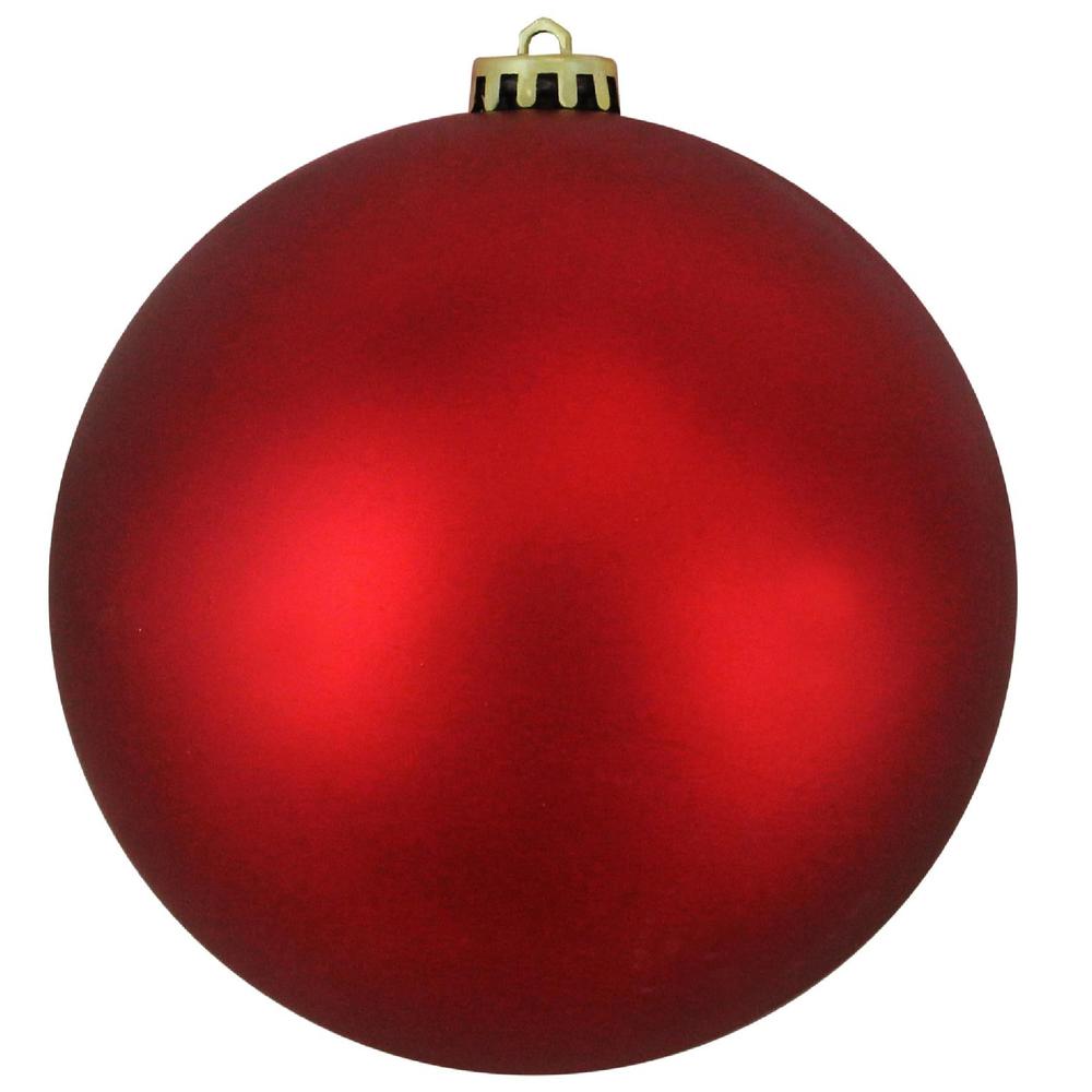 Red Shatterproof Matte Commercial Christmas Ball Ornament 8" (200mm). Picture 1
