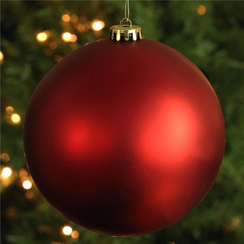 Red Shatterproof Matte Commercial Christmas Ball Ornament 8" (200mm). Picture 3