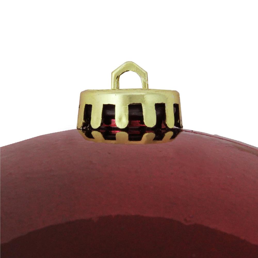 Burgundy Red Shatterproof Shiny Christmas Ball Ornament 8" (200mm). Picture 2