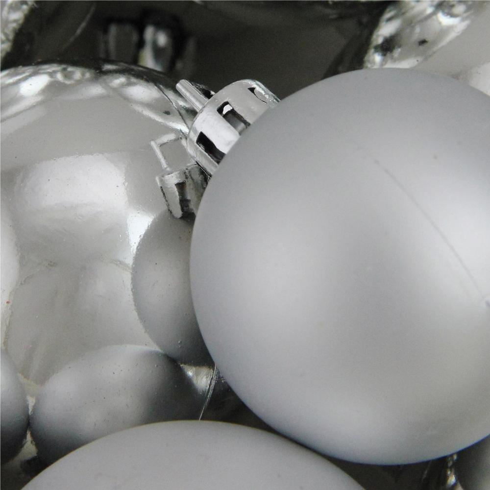50ct Silver Shatterproof 2-Finish Christmas Ball Ornaments 2" (50mm). Picture 2