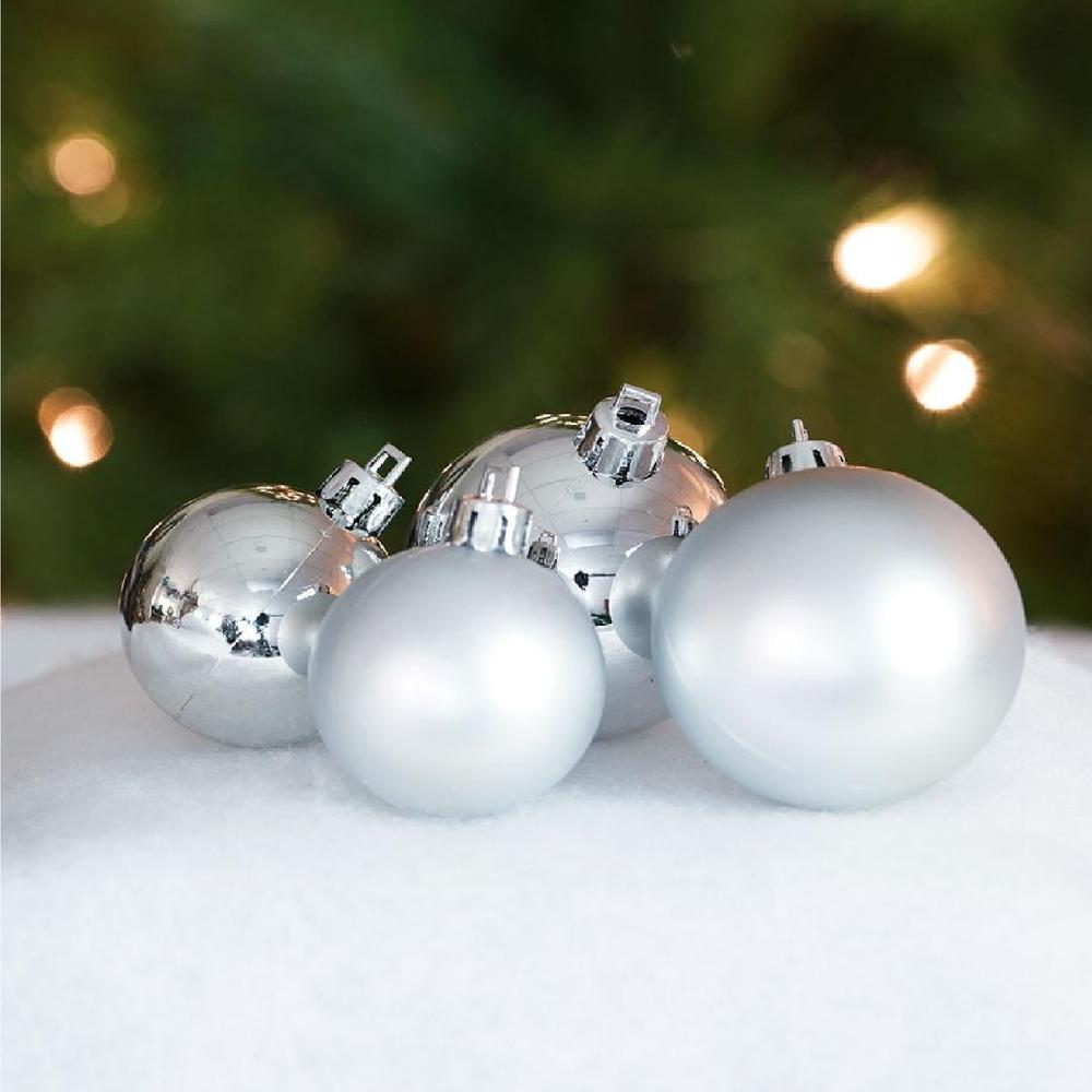 50ct Silver Shatterproof 2-Finish Christmas Ball Ornaments 2" (50mm). Picture 3