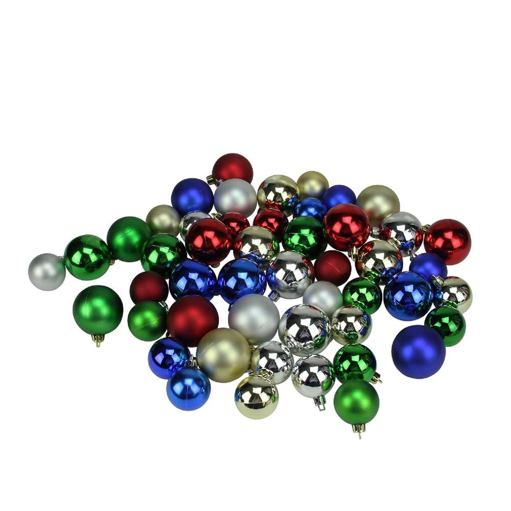 50ct Multi-Color Shatterproof 2-Finish Christmas Ball Ornaments 2" (50mm). Picture 1