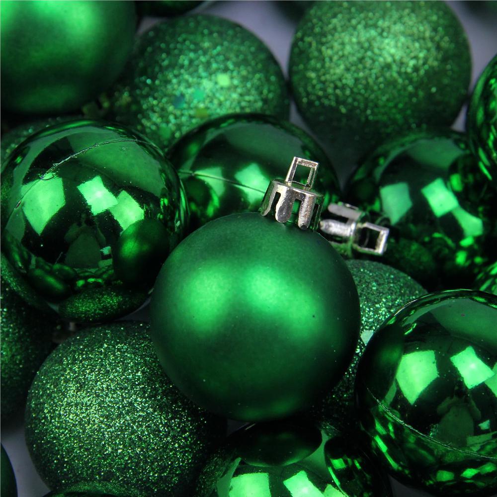 96ct Xmas Green Shatterproof 4-Finish Christmas Ball Ornaments 1.5" (40mm). Picture 2