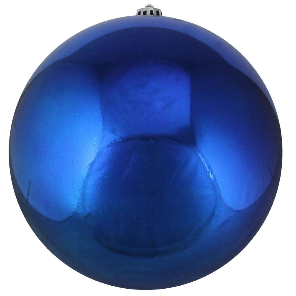 Shiny Lavish Blue Shatterproof Christmas Ball Ornament 10" (250mm). Picture 1