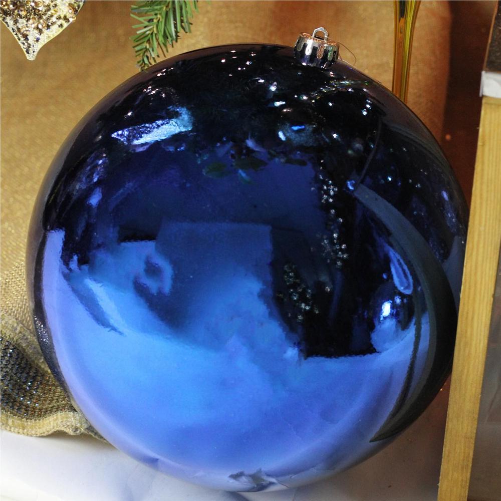 Shiny Lavish Blue Shatterproof Christmas Ball Ornament 10" (250mm). Picture 3