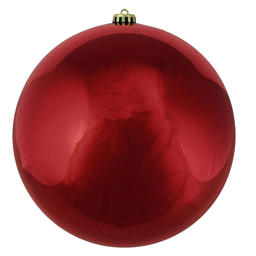 10" Red Hot Shatterproof Shiny Christmas Ball Ornament (250mm). Picture 1