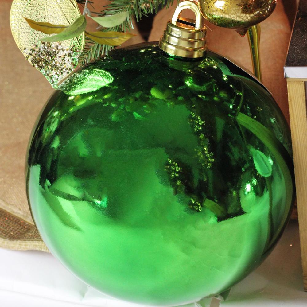 Shiny Xmas Green Shatterproof Commercial Size Christmas Ball Ornament 12" (300mm). Picture 3