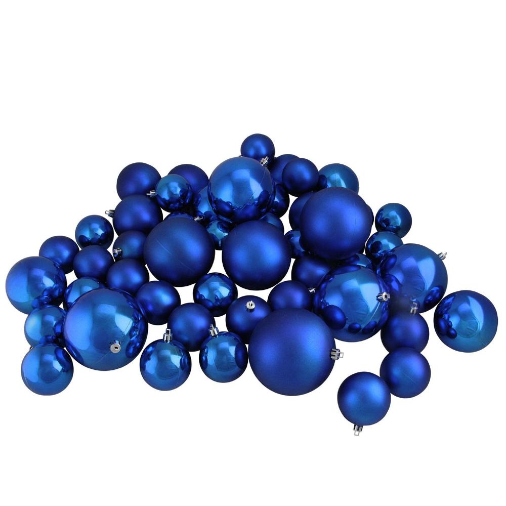 50ct Lavish Blue Shatterproof 2-Finish Christmas Ball Ornaments 4" (100mm). The main picture.