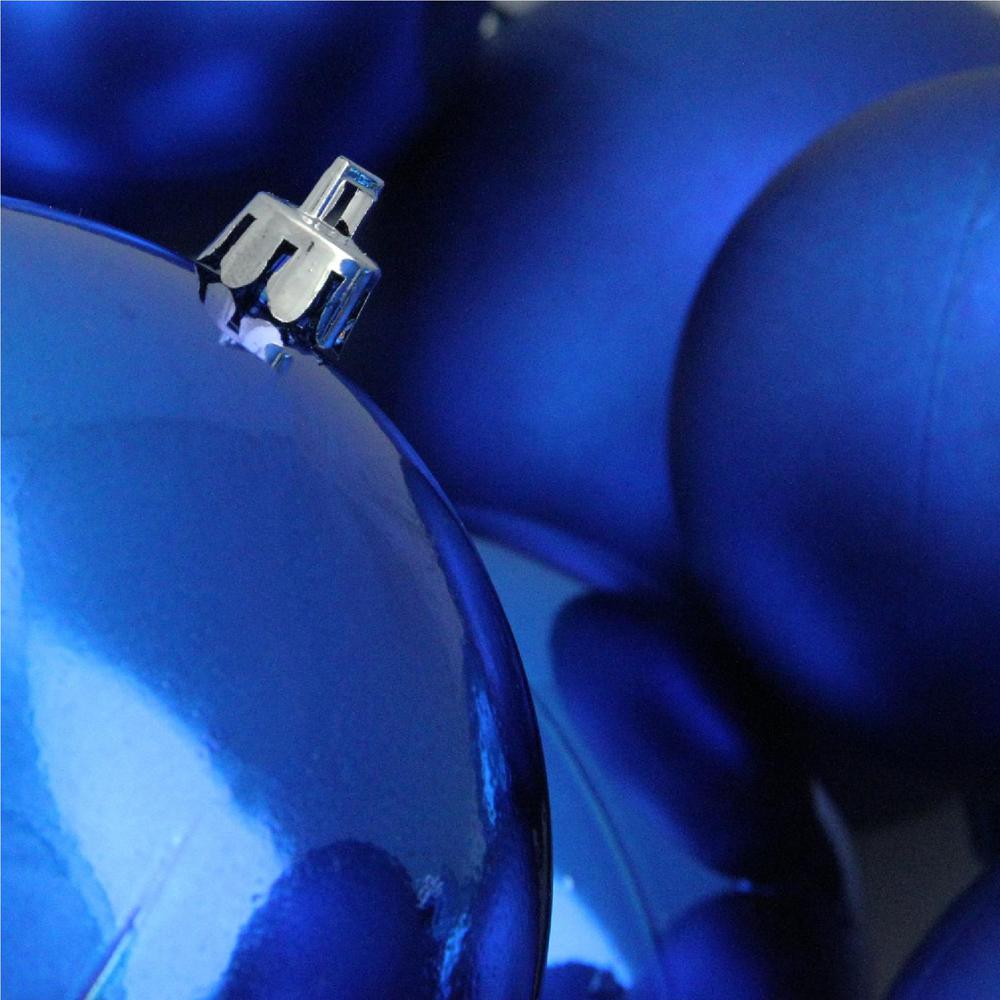 50ct Lavish Blue Shatterproof 2-Finish Christmas Ball Ornaments 4" (100mm). Picture 2
