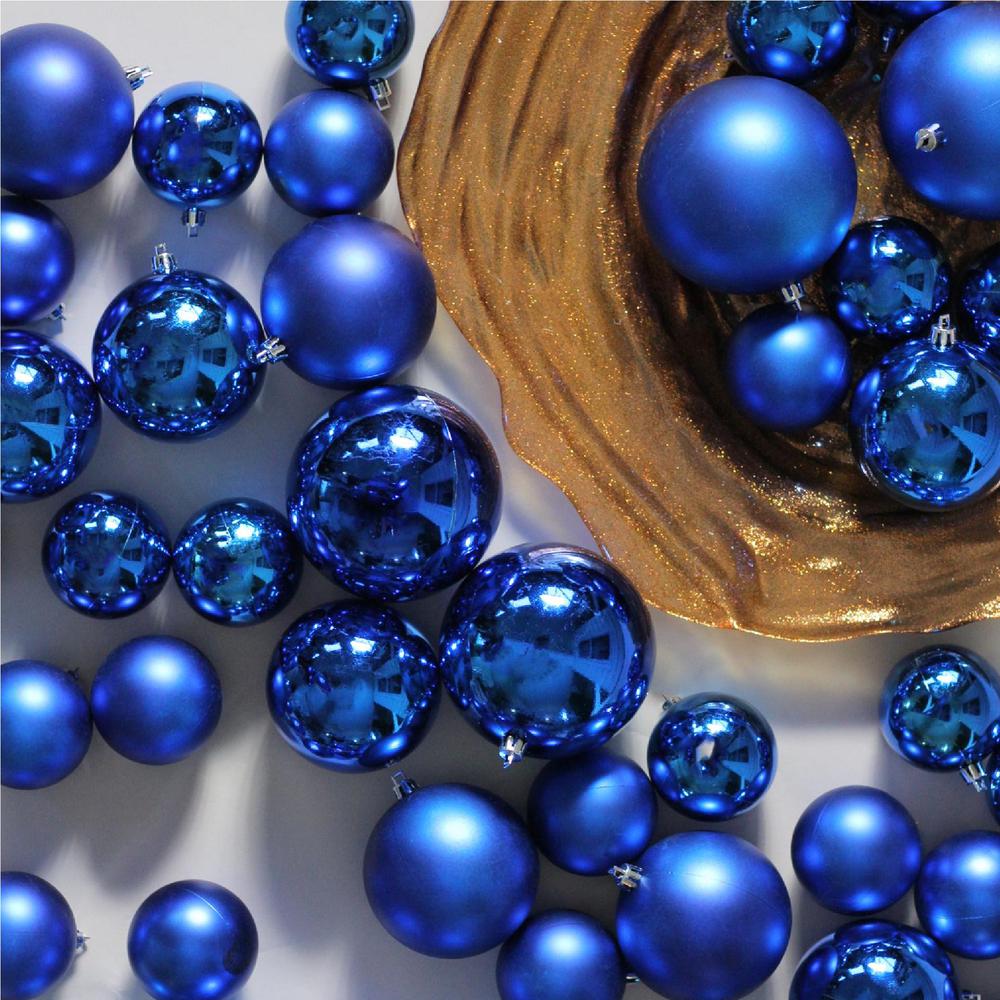 50ct Lavish Blue Shatterproof 2-Finish Christmas Ball Ornaments 4" (100mm). Picture 3