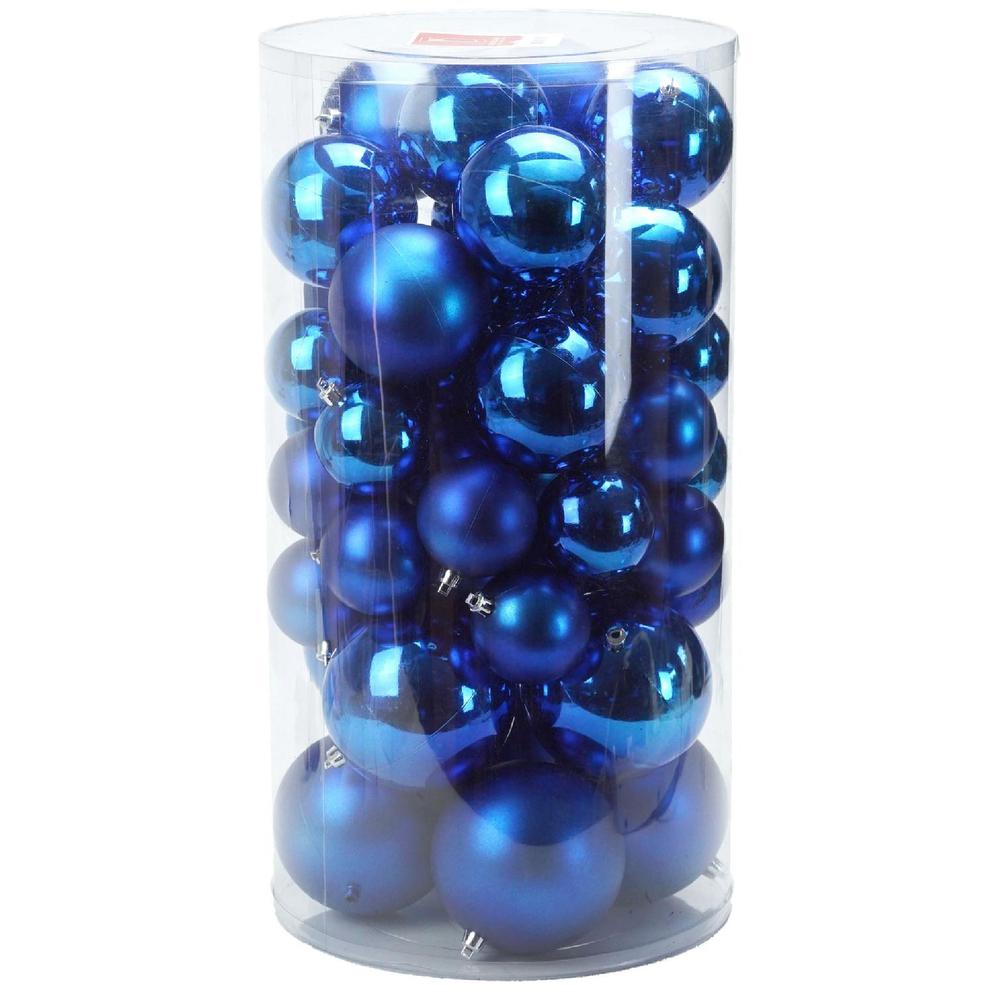 50ct Lavish Blue Shatterproof 2-Finish Christmas Ball Ornaments 4" (100mm). Picture 5