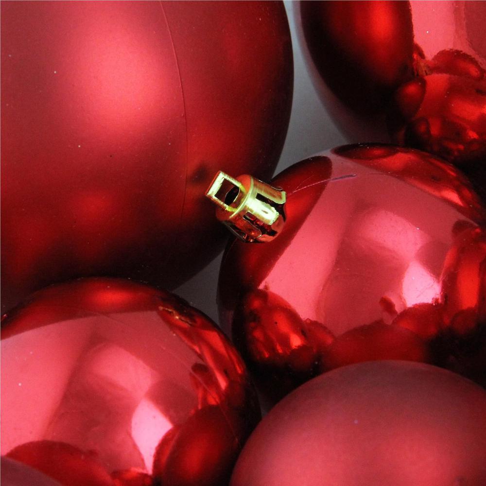50ct Hot Red Shatterproof 2-Finish Christmas Ball Ornaments 4" (100mm). Picture 2