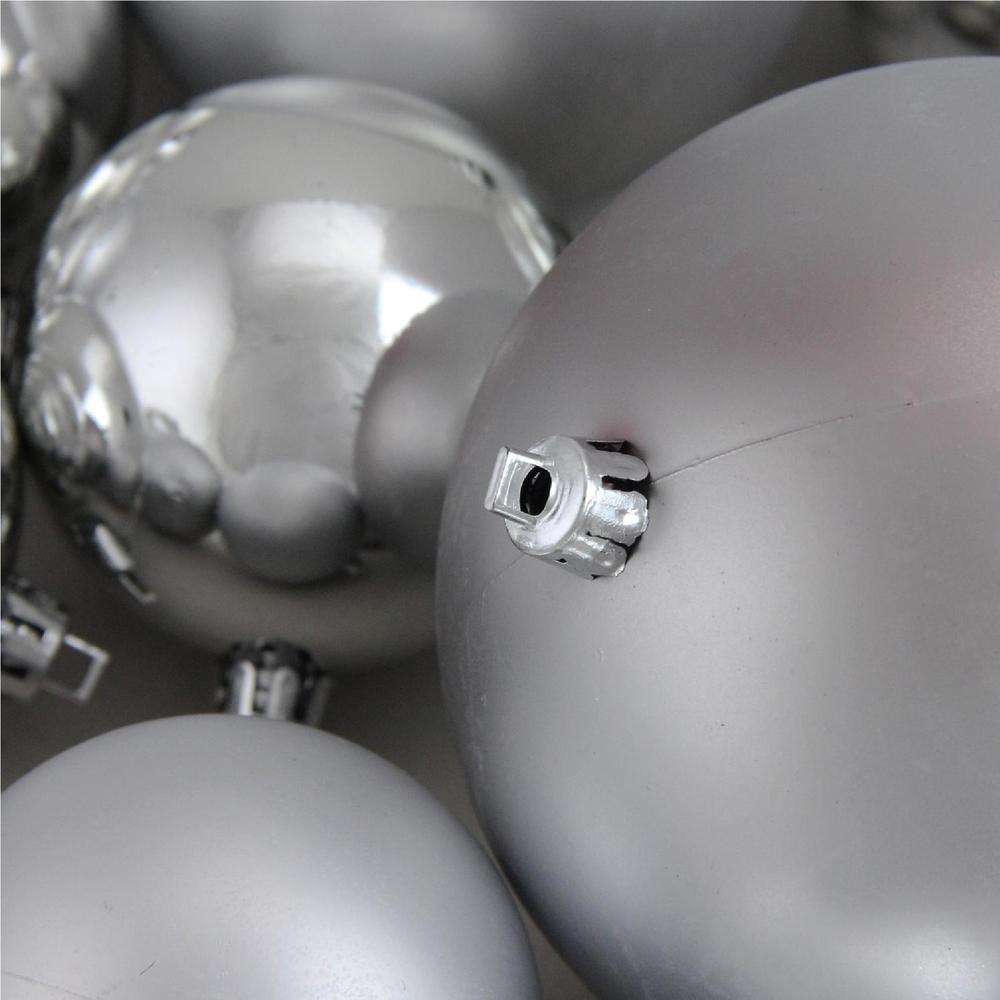 50ct Silver Splendor Shatterproof 2-Finish Christmas Ball Ornaments 4" (100mm). Picture 2