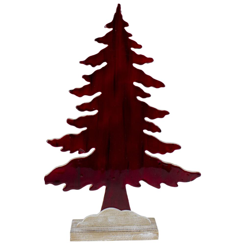 14" Red and Black Stained Forest Tree Christmas Tabletop Decor. The main picture.