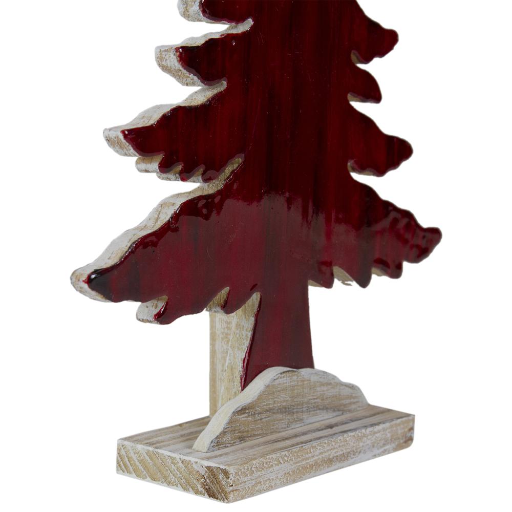 10.5" Red and White Stained Forest Tree Christmas Tabletop Decor. Picture 4