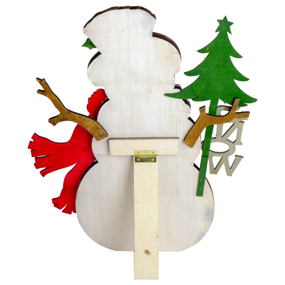 18" Snowman with 'Snow' Sign Wooden Christmas Decoration. Picture 3