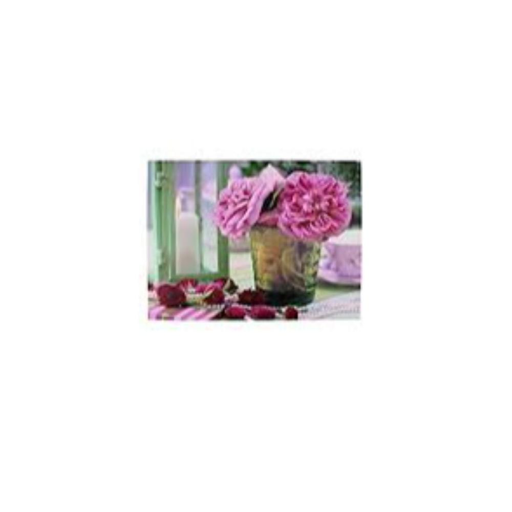 Pink and Green Flower Candle LED Lighted Flickering Canvas Wall Art 11.75" x 15.75". Picture 3