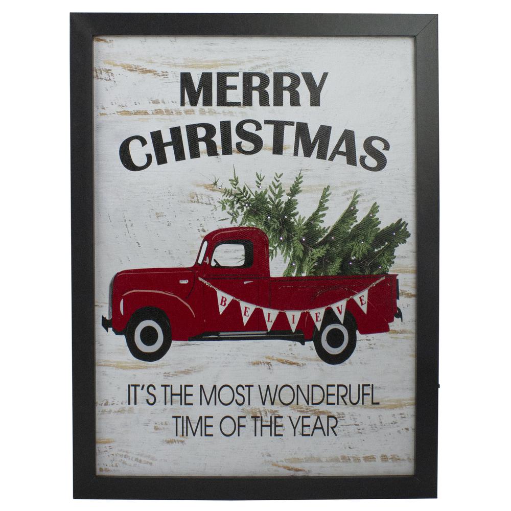 16" Lighted Red and Green Merry Christmas Canvas Wall Art. The main picture.
