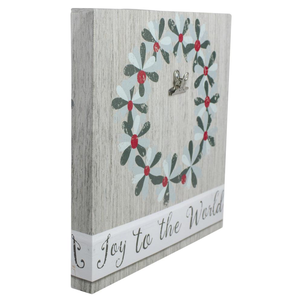 10" Christmas Wreath and Joy to the World Canvas Wall Art with Photo Clip. Picture 2
