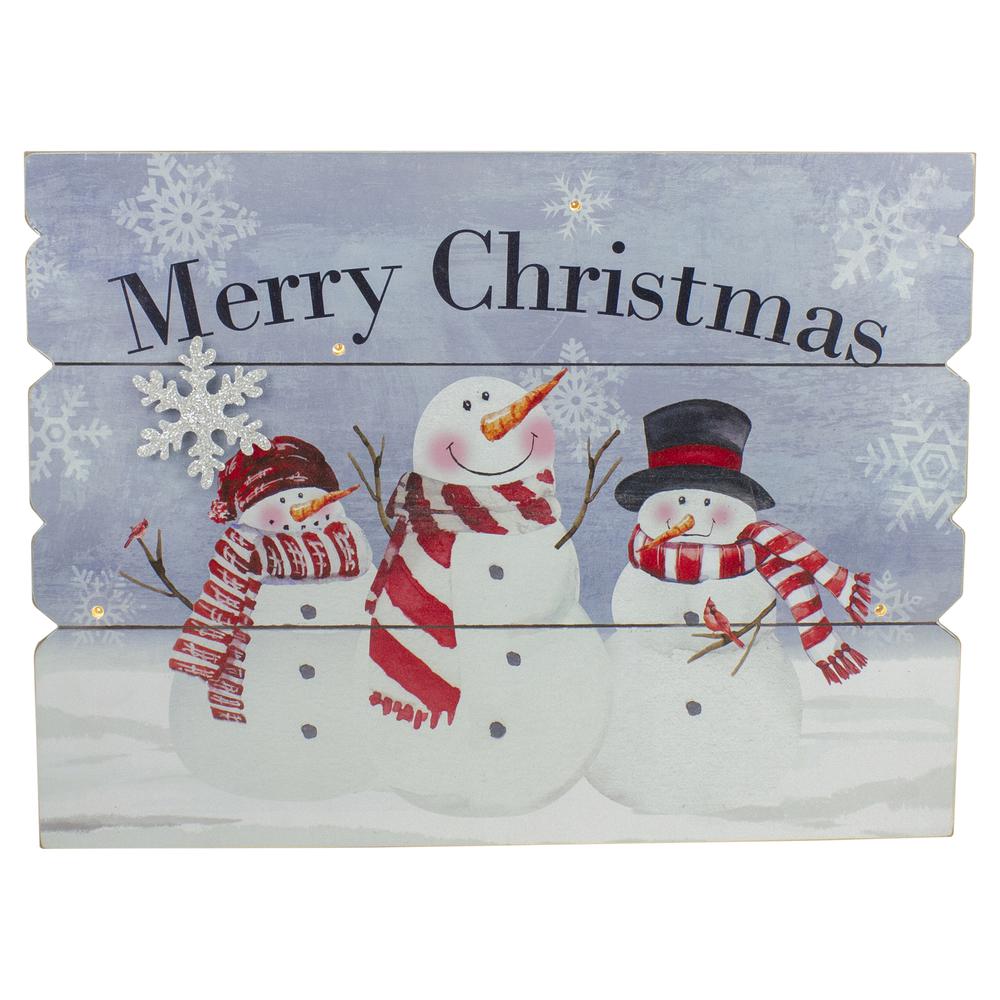 16" Lighted Snowmen 'Merry Christmas' Wall Decor. Picture 1